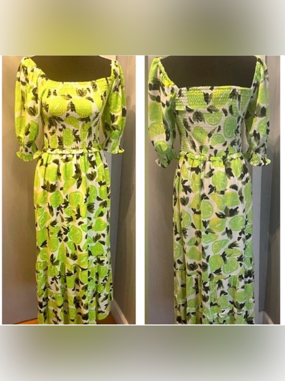 Steve Madden Sunny Lime Challis Midi dress- NWT size S - Picture 3 of 8